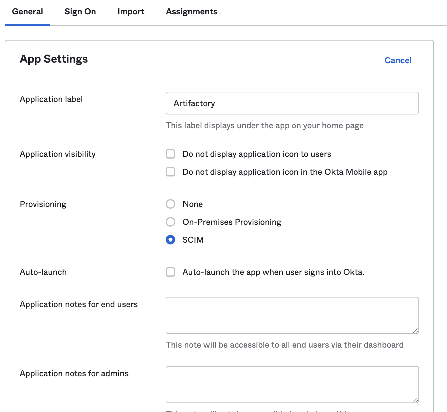 choose SCIM in the Provisioning options
